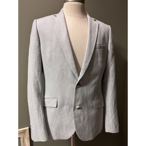 Jules Mens Slim fit Linen Blazer 42R Lightweight 2 Button Jacket Coastal Beach - Picture 1 of 16